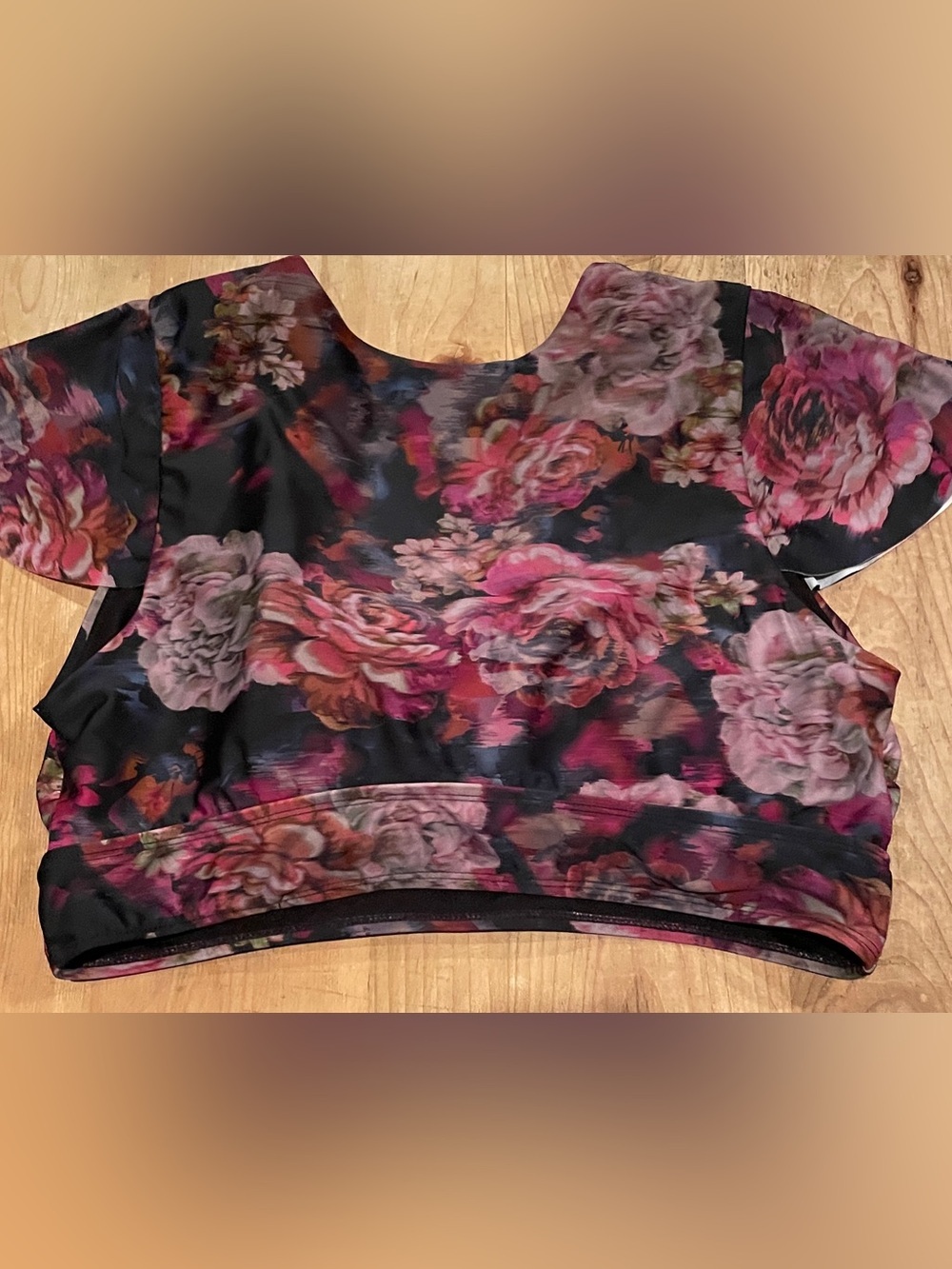TORRID Retro Abstract Floral Twist Top flutter sleeve Swim top Bralette 14-16 - Picture 2 of 8